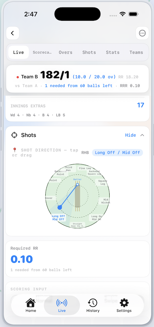 CricTap Scorer screenshot 2